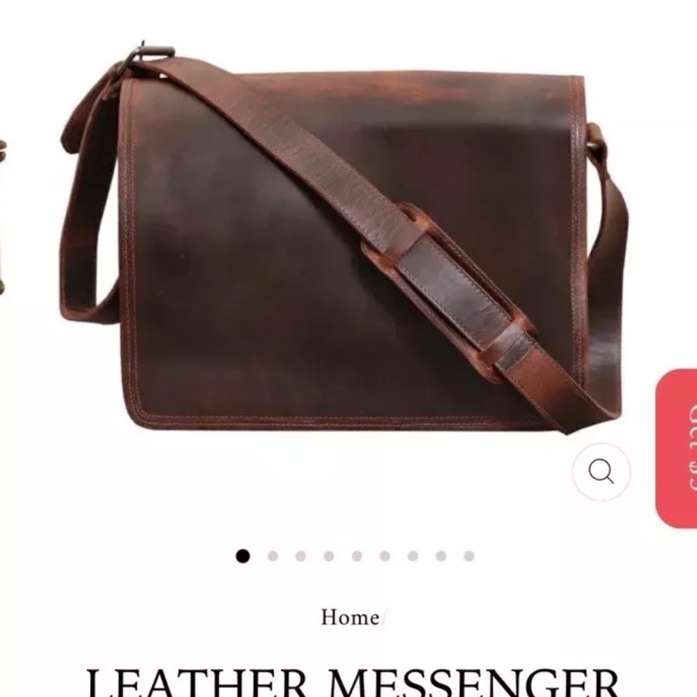 Sam’s Buffalo Leather Messenger Bag NEW Brown 18”